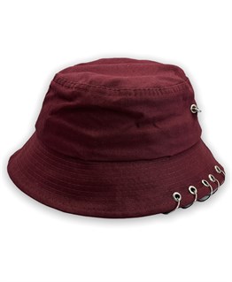  Bordo Düz Kova Şapka Çengel İğneli Piercing Balıkçı Şapka Bucket Hat