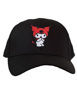  Kuromi Unisex Siyah Logo Kırmızı  Şapka