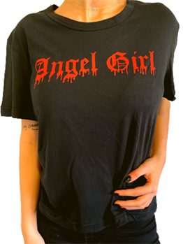 Kadın Boyfriend Siyah Angel Girl T-shirt