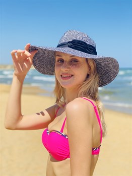 Kadın Hasır Plaj Şapkası Siyah