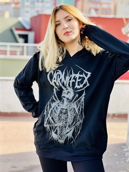 Oversize Siyah Kapüşonlu Carnifex Sweatshirt