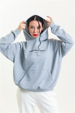 Unisex Oversize Kalıp Studio Sırt Baskılı Kapüşonlu Sweatshirt
