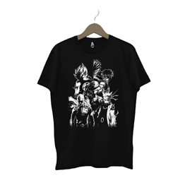 Unisex Siyah Oversize Geniş Kalıp Anime Tişört